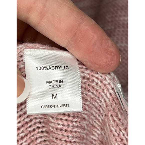 Soho Jeans NY & Co Pink Spacedye Fringe Bell Sleeve Sweater Crew Neck Medium - Picture 6 of 7